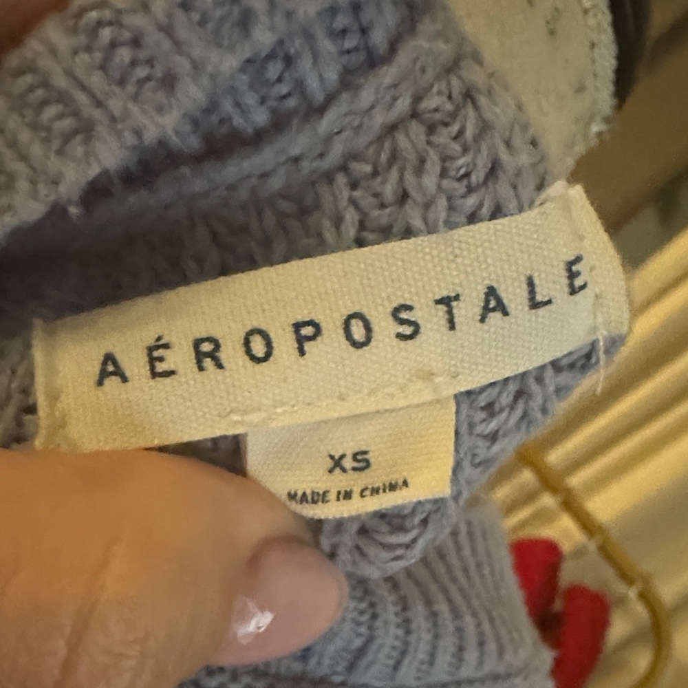 Aeropostale V-Neck Light Blue Women's Sweater Longsleeve knit top XS - Picture 7 of 7